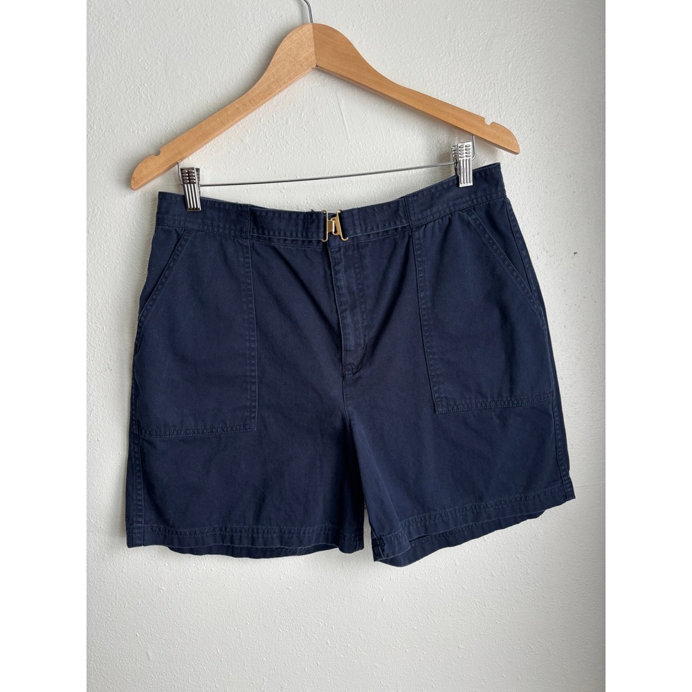 Chaps Womens‎ Navy Blue Cotton Twill Shorts Size 12 Hook Closure (fits 33x5)